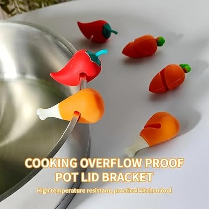 ريحني مشابك غطاء وعاء سيليكون مانعة للفيضان، 3 قطع، دعامات تهوية بخار مبتكرة لطهي الحساء والحليب والعجين، مقاومة للحرارة، غير سامة، سهلة الاستخدام - Image 5