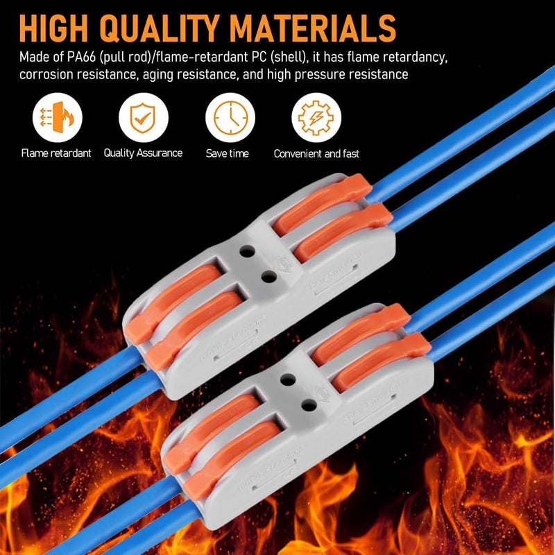 Sugalsu 6pcs Conductor Compact Connectors Lever Wire Nut Electrical Connectors with Fixed Base for 2 Circuit Inline Splices 2812 AWG JM22 2 In 2 Out - Image 5