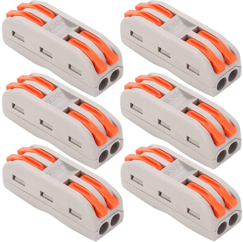 Sugalsu 6pcs Conductor Compact Connectors Lever Wire Nut Electrical Connectors with Fixed Base for 2 Circuit Inline Splices 2812 AWG JM22 2 In 2 Out - Image 1