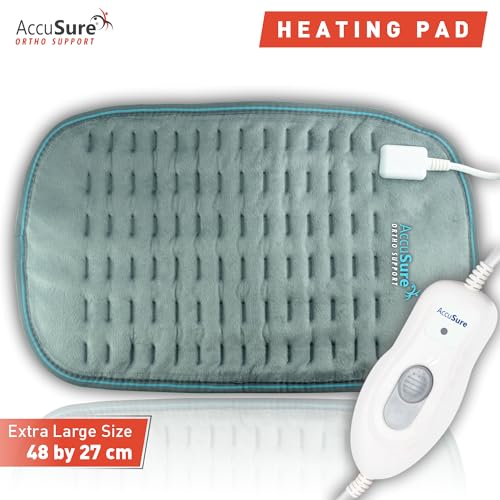 AccuSure T002 Heating Pad (48×27 cm) Extra Large | Electric Heat Pad for Back, Neck, Shoulder, Abdomen, Joint & Period Pain Relief | Ultra Soft Fabric | Fast Heating | Temperature Control | Unisex - Image 2