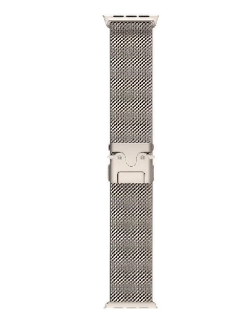 FLYHSO for Apple Watch Metal Bands Ultra 2 49mm 46mm Series 10, 1:1 Stainless Steel Mesh Loop with Parachute-style Metal Buckle for Apple Watch Series 7 8 9 45mm Series 6 5 4 44mm, Titanium - Image 5