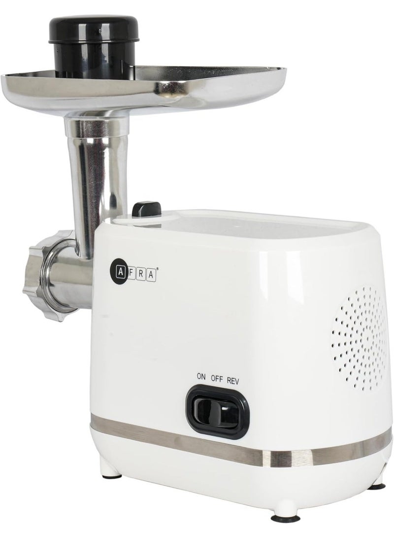 AFRA Electric Meat Grinder 1200W, Stainless Steel Cross Blade, 3 Cutting Discs, Sausage & Kibbeh Attachment, Heavy Duty Kitchen Mincer – AF-1200MGWT, 2 Year service Warranty - Image 4