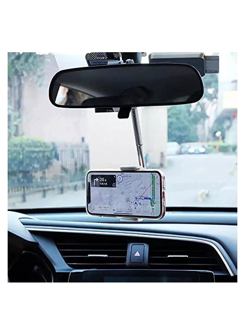 SYOSI 360 Degree Rearview Mirror Phone Holder Universal Car Rearview Mirror Mount Phone and Holder Clip Suitable for Most 4 to 6.1Inch Phones - Image 1