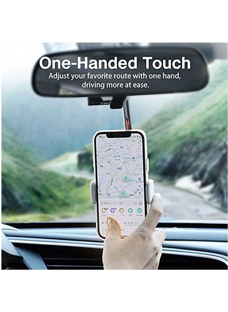 SYOSI 360 Degree Rearview Mirror Phone Holder Universal Car Rearview Mirror Mount Phone and Holder Clip Suitable for Most 4 to 6.1Inch Phones - Image 4