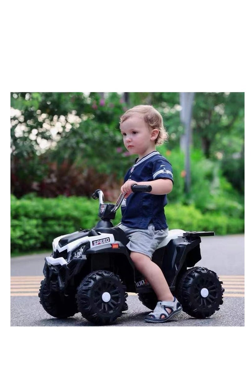 PENG GENERAL 4 Wheeler for Kids Quad, 6V5 AMP Battery Operated Electric Motorbike White - Image 5