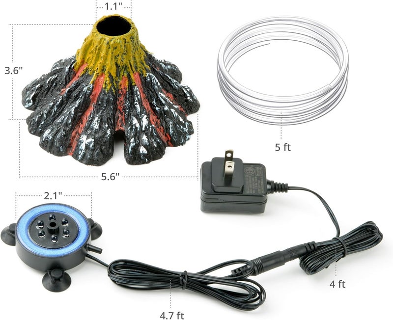 NICREW Aquarium Volcano Ornament Kit, Bubbler Decorations for Fish Tank, Aquarium Bubbling with Multi-Color LEDs - Image 5