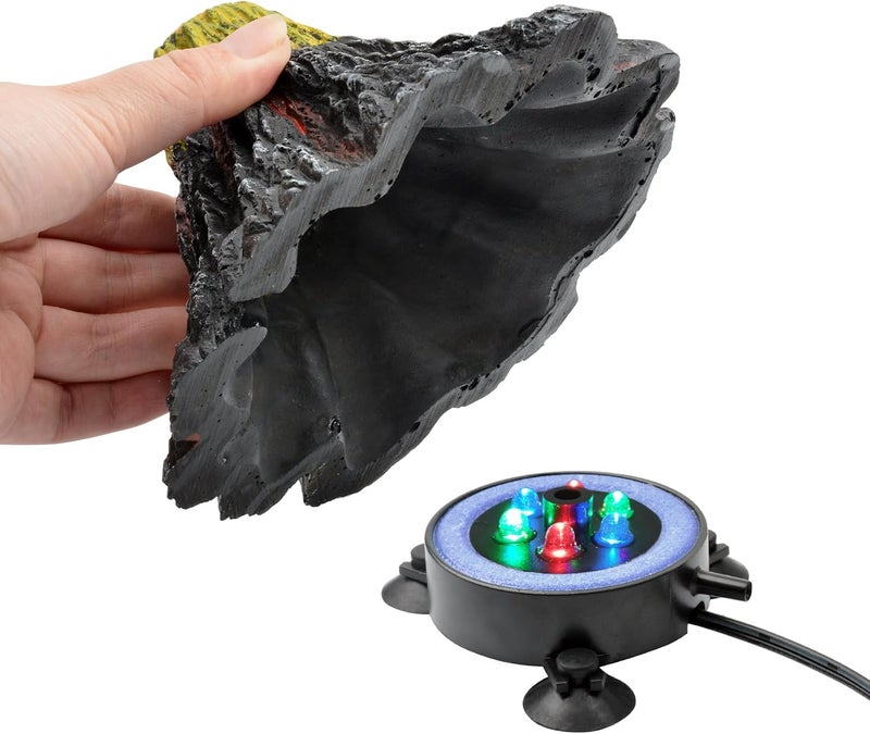 NICREW Aquarium Volcano Ornament Kit, Bubbler Decorations for Fish Tank, Aquarium Bubbling with Multi-Color LEDs - Image 4
