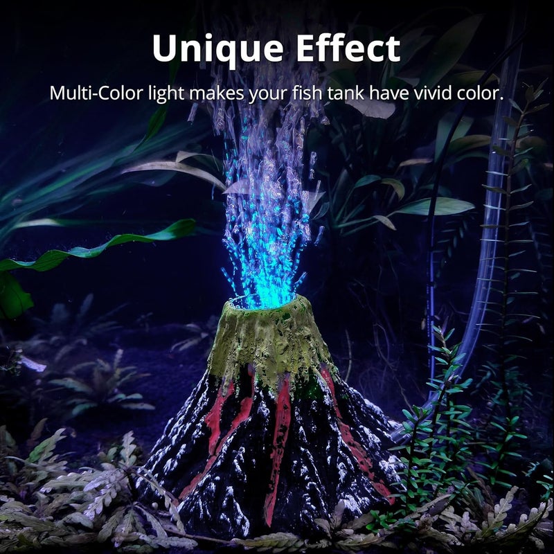 NICREW Aquarium Volcano Ornament Kit, Bubbler Decorations for Fish Tank, Aquarium Bubbling with Multi-Color LEDs - Image 2