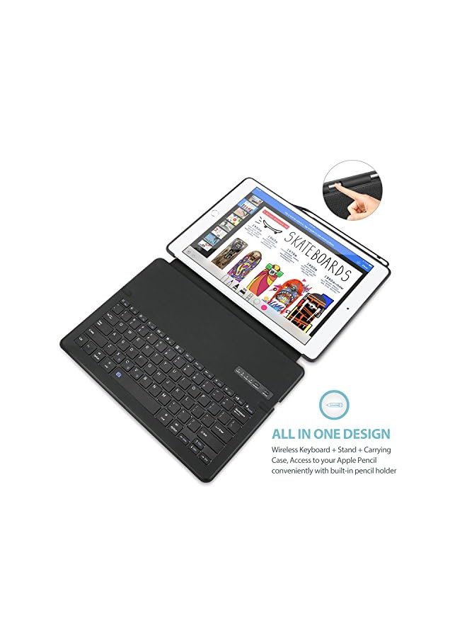 Procases Keyboard Case For Ipad Pro 12.9" 2017/2015 With Built-In Apple Pencil Holder, Slim Lightweight Type Cover Folio Stand Smart Cover With Wireless Keyboard For Apple Ipad Pro 12.9 Inch -Black - Image 3