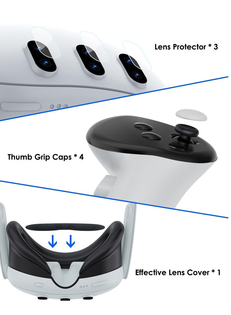 Meta Quest 3 Accessories Four-Piece Protective Kit with Lens Protector and VR Device Accessories - Image 3