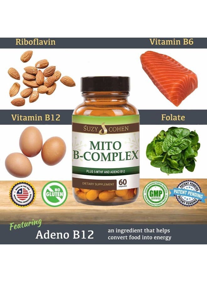 Script Essentials Suzy Cohen, Mito B Complex Dietary Supplement, 5-MTHF, Adeno B12, Methylation Support, Supports Healthy Nervous System, Boost Energy, Vitamin B, 60 Servings - Image 2