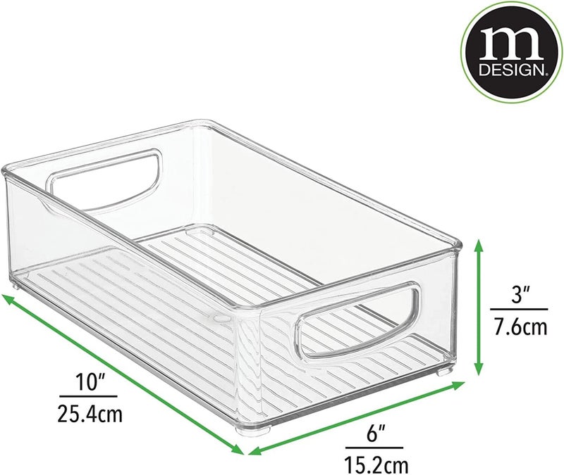 NICOYA Plastic Bathroom Storage Container Bins with Handles for Organization in Closet Cabinet Vanity or Cupboard Shelf Accessory Organizer for Hair Tools Vitamins or Lotion 4 Pack Clear - Image 5