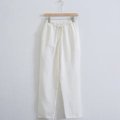 Generic Mens Summer Linen Pants Casual Loose Fit White  - Image 1