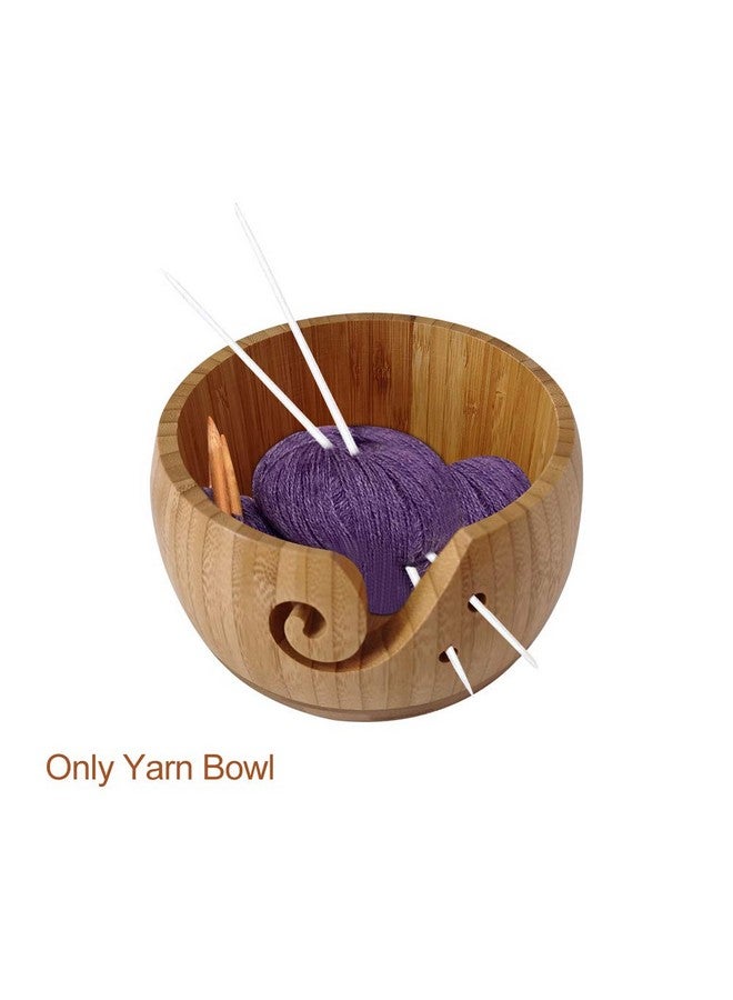 beiyoule 6 X 3 Inch Yarn Bowl,Bamboo Yarn Bowl With Lid,Knitting Wood Yarn Bowls With Holes，Crochet Bowl Holder Handmade Yarn Storage Bowl For Diy Knitting Crocheting Accessories - Image 3