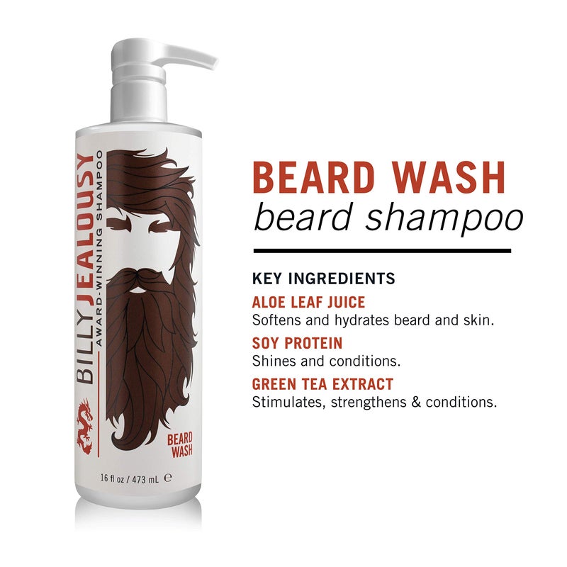 Billy Jealousy Beard Wash for Smooth, Manageable & Frizz-free Facial Hair, Beard Care Enriched with Hydrating Aloe & Strengthening & Conditioning Green Tea Extract, 16 Fl Oz - Image 3