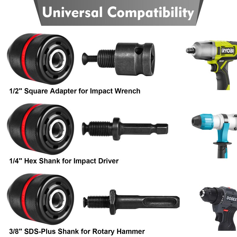 KPROE Keyless Drill Chuck 1/2" 20UNF for Milwaukee â€“ 1.5-13mm Self-Tightening Quick Change Chuck, Fits M18/M12 Drills & Impact Drivers, Alloy Steel Construction - Image 5