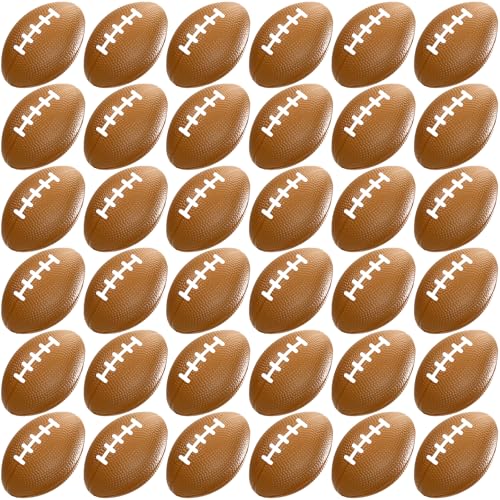 WELLVO 36 Pack Mini Foam Football 217 Mini Football Party Favor Stress Ball Bulk Small Foam Sports Ball for Birthday Gift Goodie Bags Stuffers - Image 1
