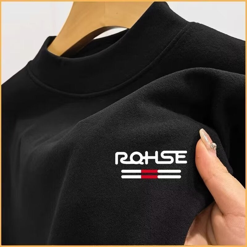 قميص داخلي للرجال بياقة شبه عالية دافئة مضادة للبرد من المخمل بتصميم بسيط ضيق، ملابس خريفية - Image 2