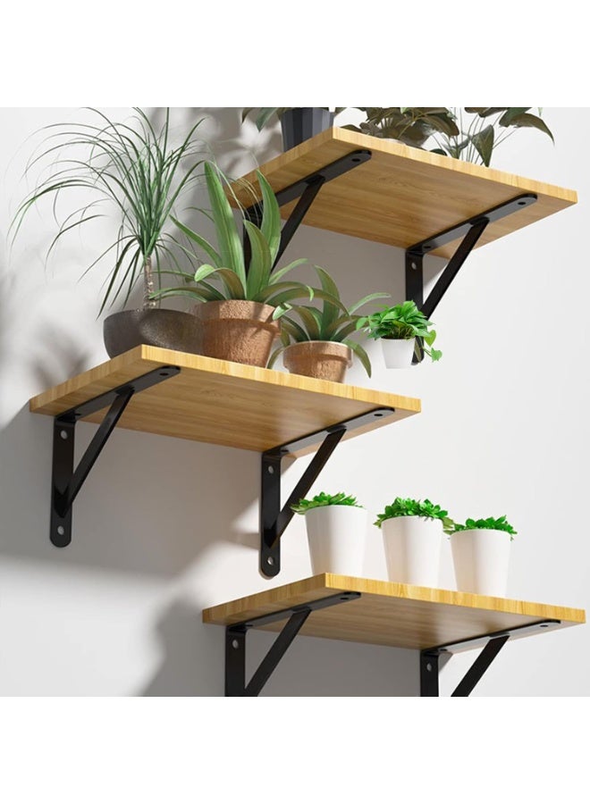 مايل ميلو قطعتان من حوامل الرف على شكل حرف L، من الفولاذ المقاوم للصدأ، شديدة التحمل لدعم الحائط، زاوية قائمة مع مسامير، حوامل زخرفية للطاولات، حوامل للأرفف، باللون الأسود، المقاس ‎158 × 250 × 25 ملم - Image 4