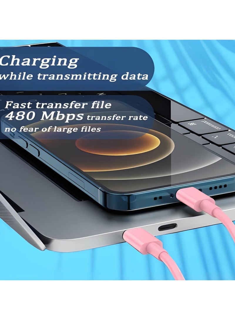 Remax Mena 60W Data Cable Fast Charger Multifunctional Set (USB To Type C/USB To Iph/C TO C/C TO/C TO Micro), 3A Max, 29CM (Pink) - Image 2