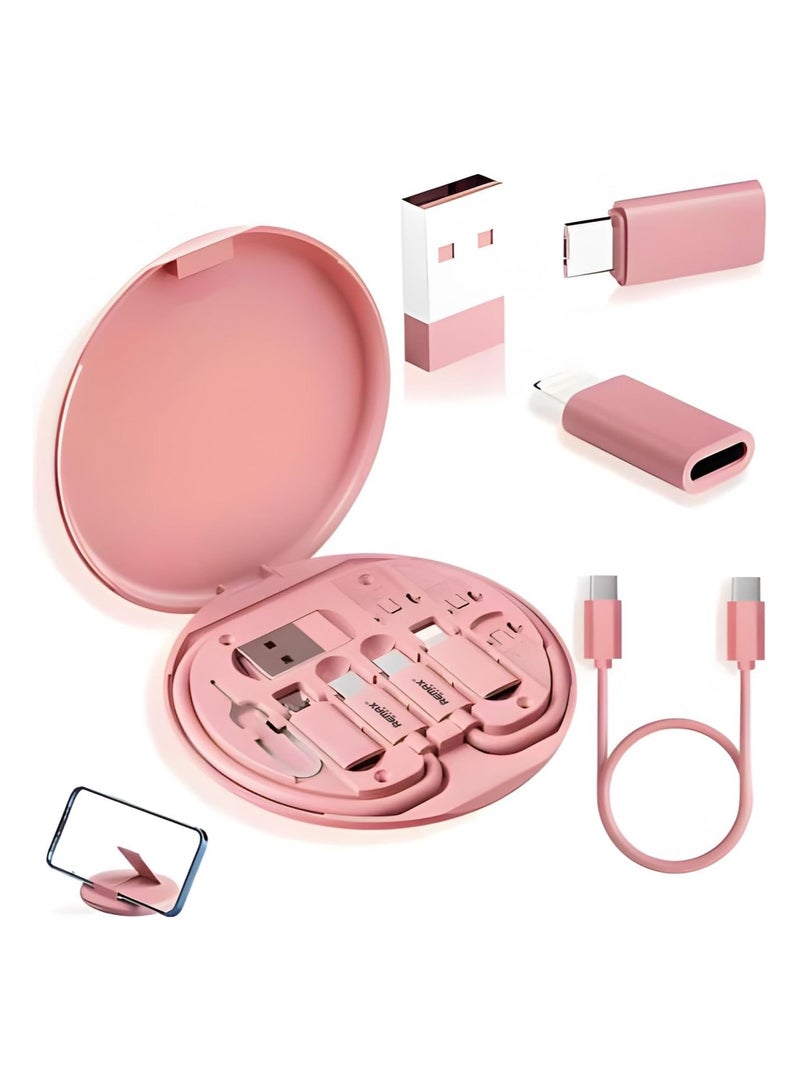 Remax Mena 60W Data Cable Fast Charger Multifunctional Set (USB To Type C/USB To Iph/C TO C/C TO/C TO Micro), 3A Max, 29CM (Pink) - Image 5