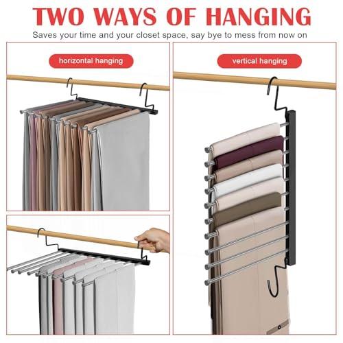 NAKBINX Pants Hangers Space Saving 10Tier Stainless Steel Closet Organizer PlasticFree Collapsible NonSlip Design Space Saving Hangers Rotation for Legging Pant Rack Storage and Organization - Image 3
