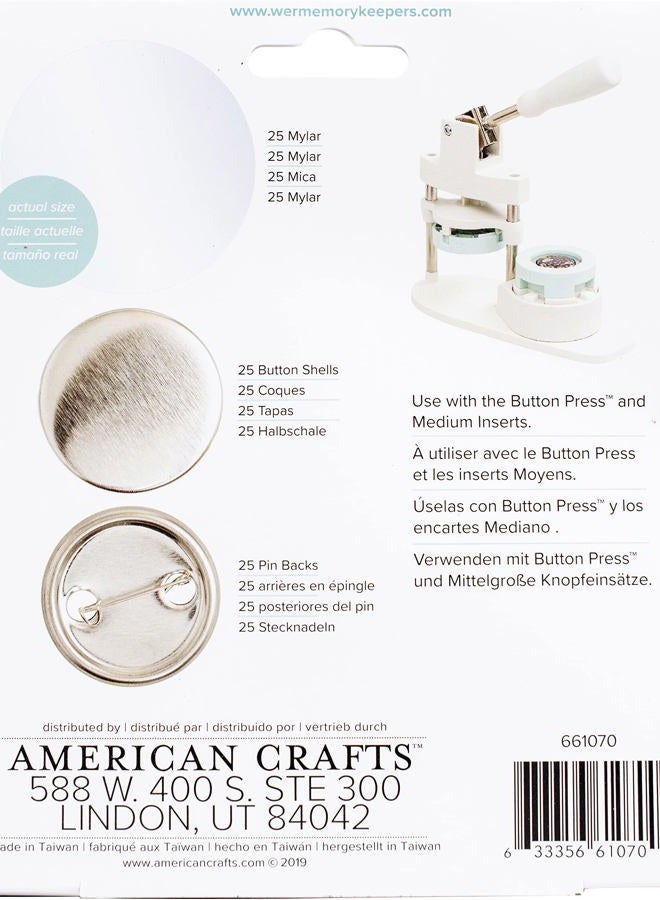 We R Memory Keepers AMERICAN CRAFTS / WE R MEMORY We R Memory Button Press Pin Back Refill Med 25pc, One Size - Image 4