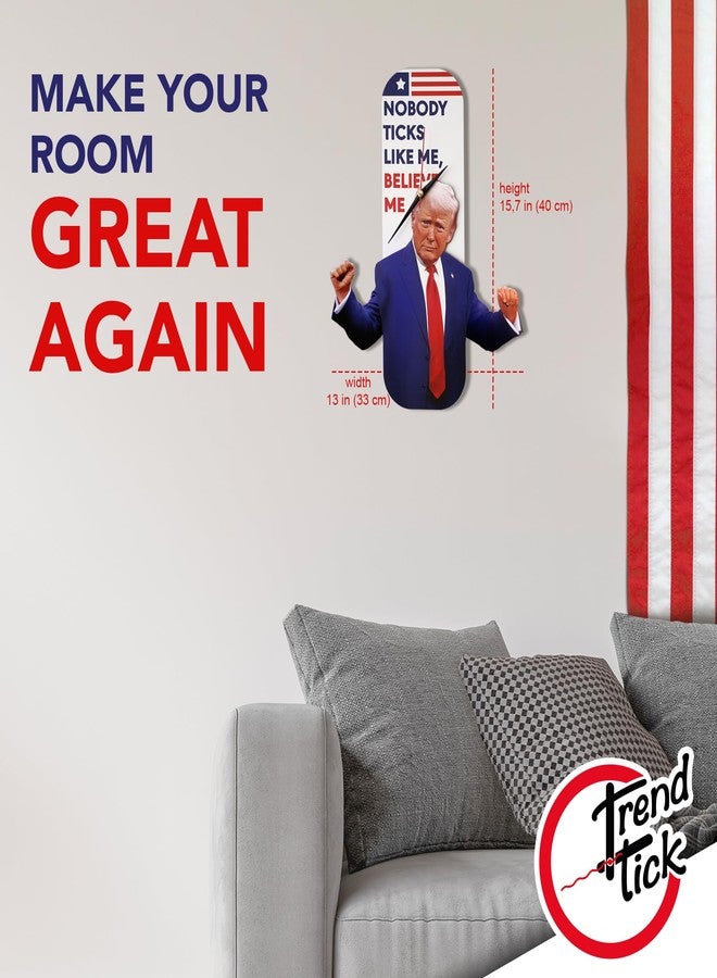 ساعة حائط بتصميم دونالد ترامب، ساعة بندول راقصة مضحكة، لوحة جدارية متأرجحة بتصميم رقصة ترامب، ديكور منزلي مزين باقتباسات ترامب، فكرة هدية للجمهوريين. - Image 3
