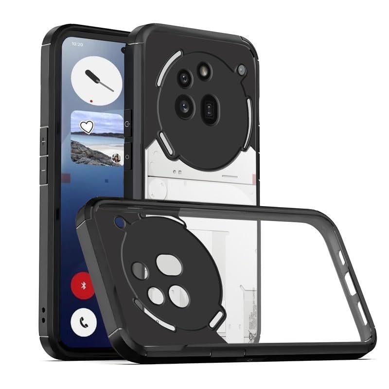 SHINESTAR Ultra Slim Transparent Back Cover for Nothing Phone 3a Pro | Non-Yellowing Acrylic Hard Back & Soft TPU Bumper | Slim Shockproof Protective Case – Black - Image 4
