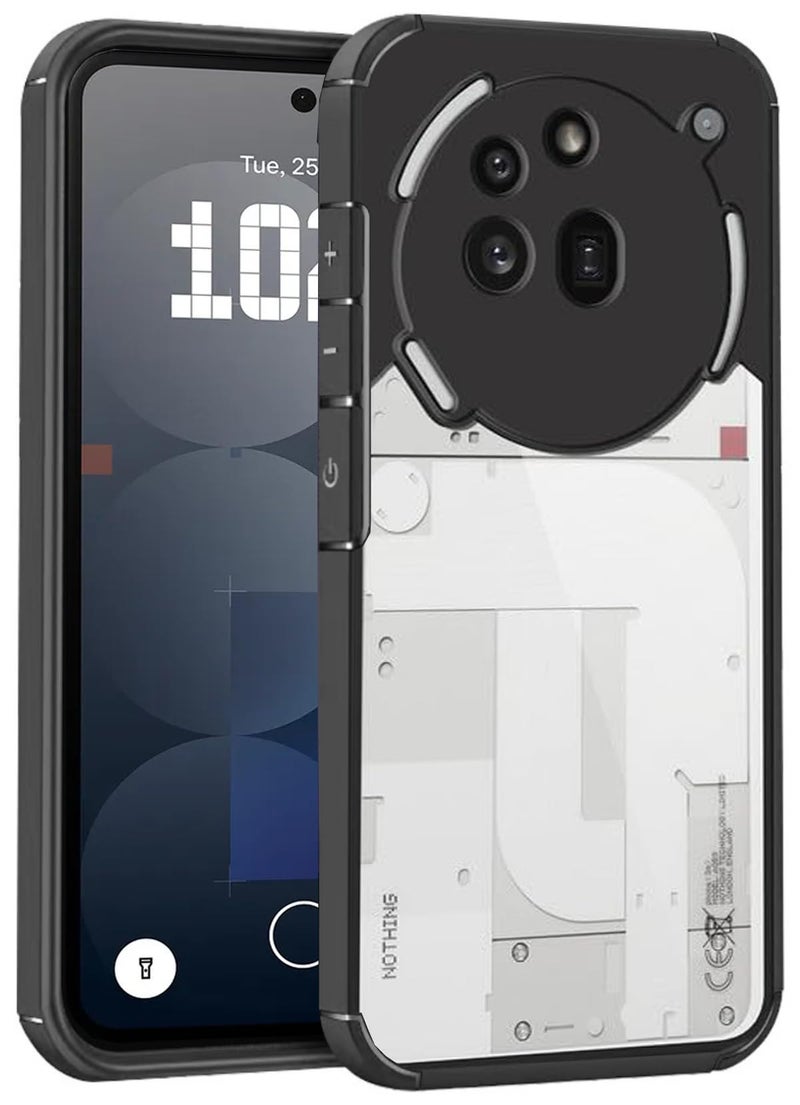 SHINESTAR Ultra Slim Transparent Back Cover for Nothing Phone 3a Pro | Non-Yellowing Acrylic Hard Back & Soft TPU Bumper | Slim Shockproof Protective Case – Black - Image 1