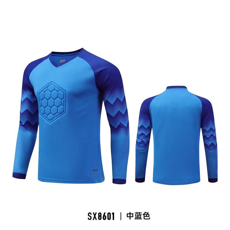 Generic Goalkeeper Jersey Equipment Mens Football Goalkeeper Clothing Tops and Trousers Printed Childrens Training Game Shorts Wholesale Sx8601-medium blue
