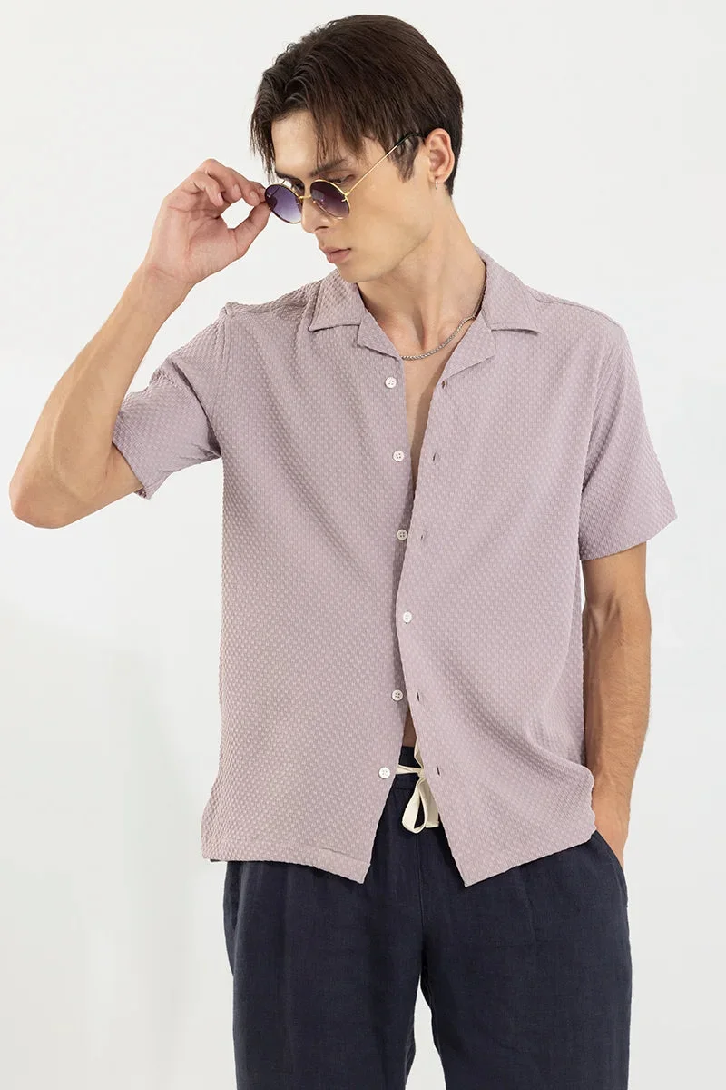 SNITCH Mauve Textured Half Sleeve Relaxed Shirt