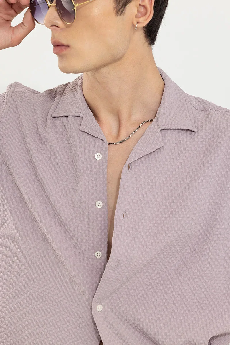 SNITCH Mauve Textured Half Sleeve Relaxed Shirt