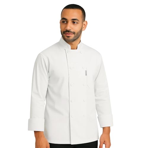 uniformer Full Sleeves Chef Coat for Men | Double-Breasted Chef Coat With Reversible Closure | Comfortable & Stylish | Easy Care & Breathable | Ideal for Chefs, Cooks, and Kitchen Staff (White_L) - Image 2