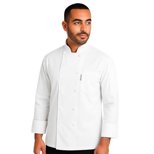 uniformer Full Sleeves Chef Coat for Men | Double-Breasted Chef Coat With Reversible Closure | Comfortable & Stylish | Easy Care & Breathable | Ideal for Chefs, Cooks, and Kitchen Staff (White_L) - Image 4