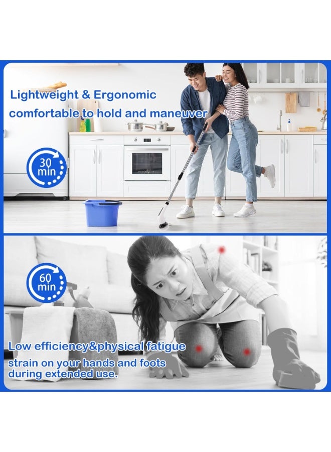 أكاليكس فرشاة تنظيف كهربائية دوارة 9 في 1 لاسلكية للحمامات، مزودة بـ 9 رؤوس فرشاة قابلة للاستبدال، ومقبض تمديد قابل للتعديل، وشاحن، ومحرك قوي بقدرة 25 واط، ومنظف كهربائي مقاوم للماء لحوض الاستحمام، والبلاط، والدش، والأرضيات، والمطبخ، وغيرها. - Image 5