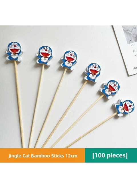 Bamboo Fruit Skewers Cocktail Picks Colorful Creativity Ding dang cat sign 12cm(100)