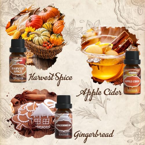 ARVIDSSON Autumn Spice Essential Oils Set, ARVIDSSON Fall Essential Oil for Diffuser - Cinnamon, Pumpkin Pie, Harvest Spice, Apple Cider, Gingerbread, Snickerdoodle, Cozy Fragrance Oils - Image 4