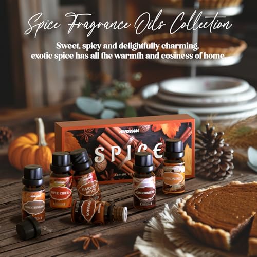 ARVIDSSON Autumn Spice Essential Oils Set, ARVIDSSON Fall Essential Oil for Diffuser - Cinnamon, Pumpkin Pie, Harvest Spice, Apple Cider, Gingerbread, Snickerdoodle, Cozy Fragrance Oils - Image 2