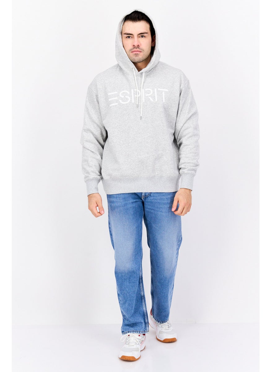 ESPRIT - Men Hood Neck Brand Logo Long Sleeves Hoodie, Grey - Image 1