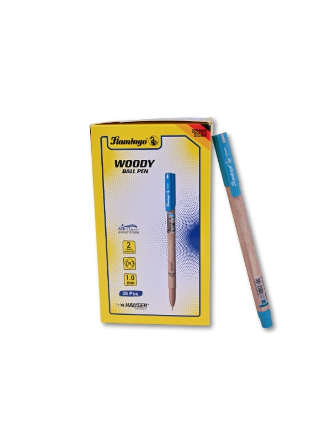 Flamingo Woody Ball Pen – German Design – Smooth Writing – Box of 50 - Image 2