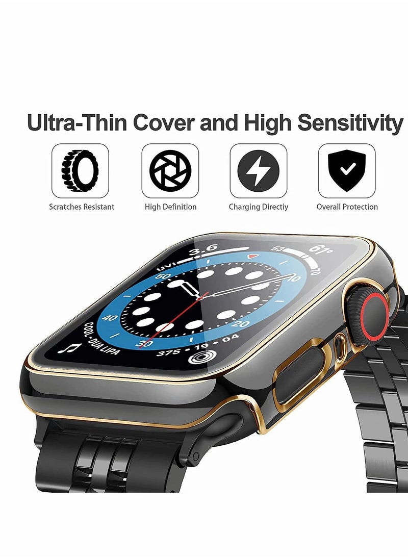 واي آند دي - 2Pcs Case Compatible with Apple Watch 44mm 40mm , Bumper Built in Tempered Glass Screen Protector, Protective Cover for iWatch Series SE 6 5 4 Women Men (40mm) - Image 1
