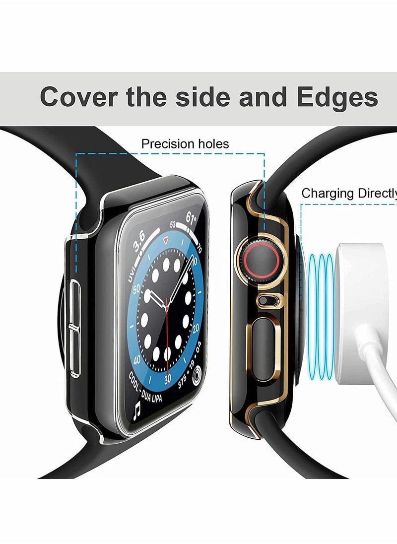 واي آند دي - 2Pcs Case Compatible with Apple Watch 44mm 40mm , Bumper Built in Tempered Glass Screen Protector, Protective Cover for iWatch Series SE 6 5 4 Women Men (40mm) - Image 1