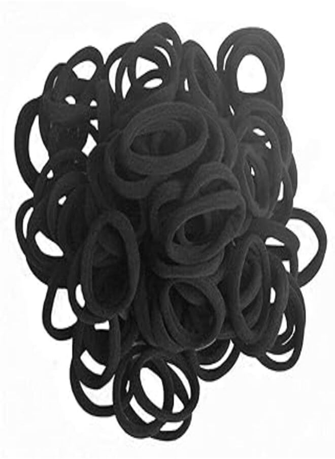 Hanmei - HANMEI Seamless High Elastic Cotton Stretch Hair Ties Bands (Black, 8mm)- 100 Pieces - Image 1