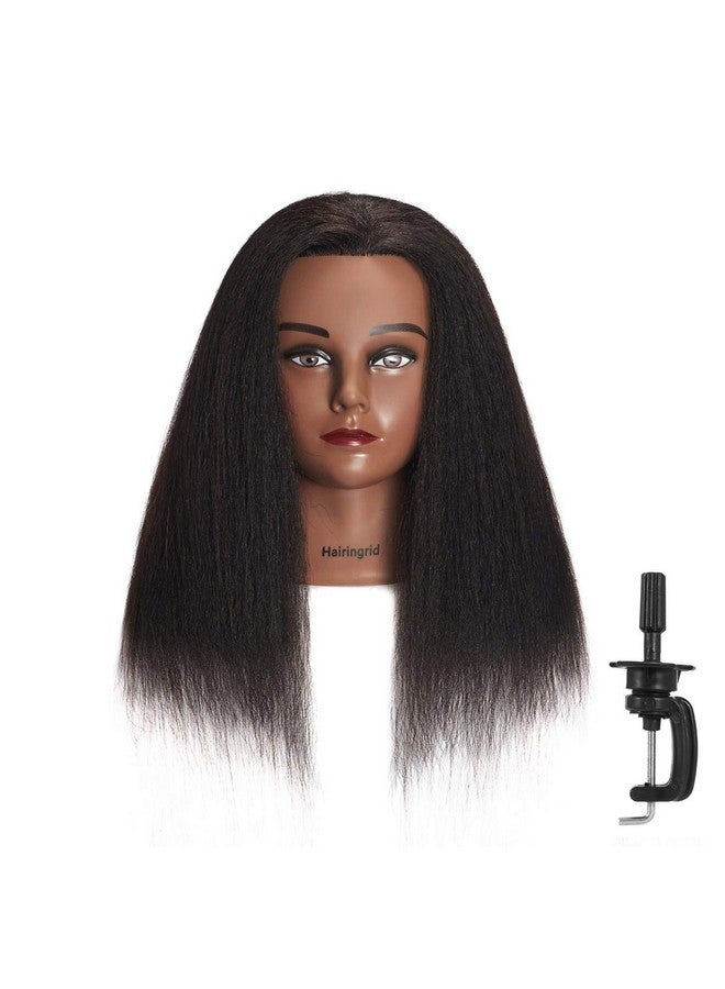 Hairingrid Mannequin Head 14" 100% Real Hair Hairdresser Cosmetology Mannequin Manikin Training Head Hair and Free Clamp Holder (14 Inch) - Image 1