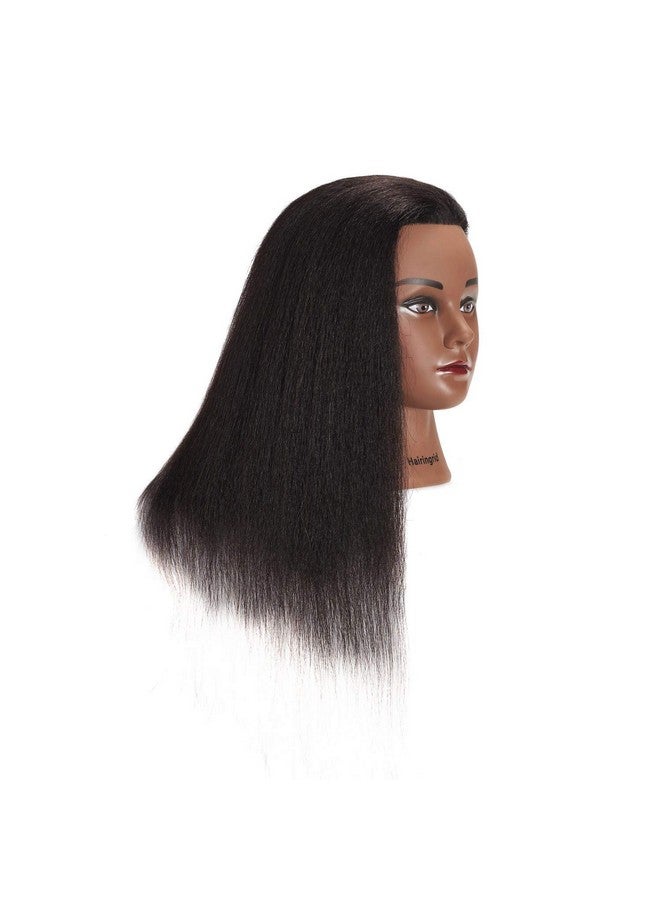 Hairingrid Mannequin Head 14" 100% Real Hair Hairdresser Cosmetology Mannequin Manikin Training Head Hair and Free Clamp Holder (14 Inch) - Image 2