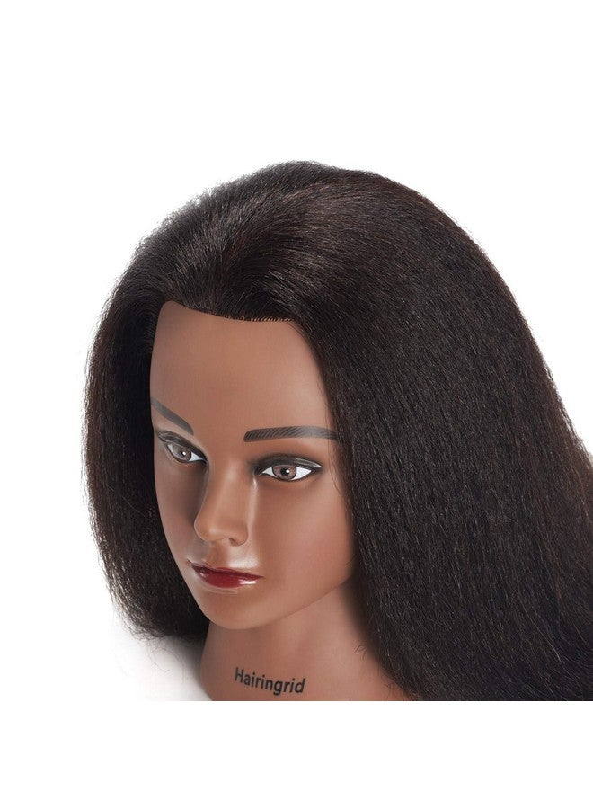 Hairingrid Mannequin Head 14" 100% Real Hair Hairdresser Cosmetology Mannequin Manikin Training Head Hair and Free Clamp Holder (14 Inch) - Image 3