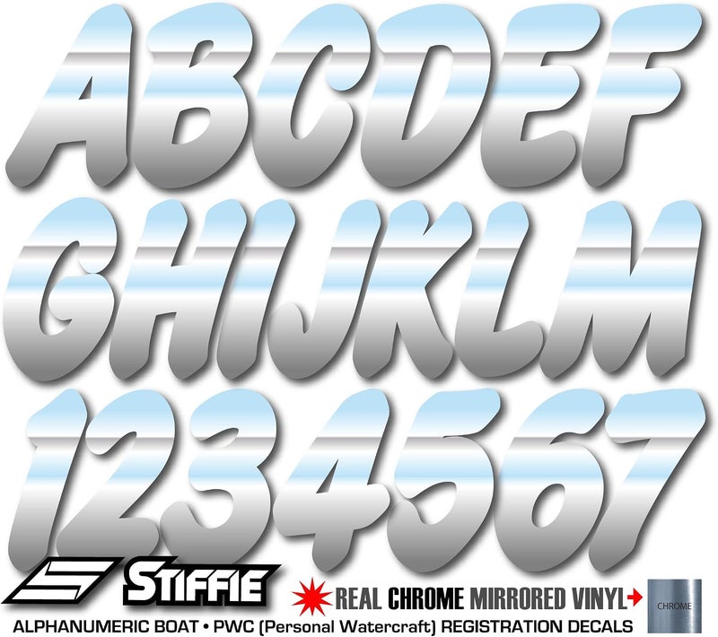 STIFFIE Whip-One Chrome 3" Alpha-Numeric Registration Identification Numbers Stickers Decals for Boats & Personal Watercraft - Image 5