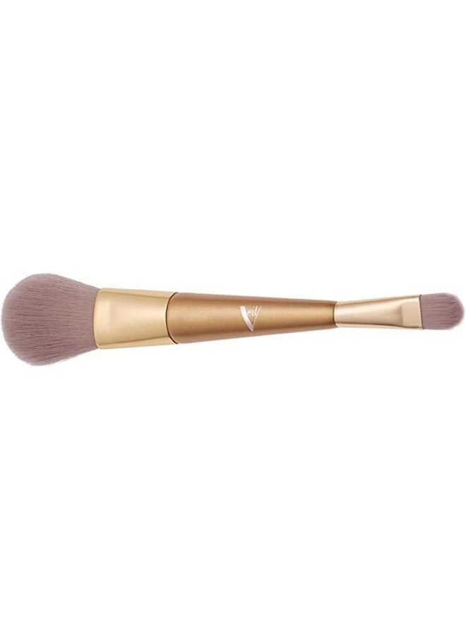 Veil Cosmetics Dual Ended Lip & Cheek Brush | 2-in-1 Luxury Vegan Makeup Brush | Use with Powder, Liquid, or Creams | Soft, Dense & Fluffy | Cruelty Free | Synthetic | Face, Eyes, & Lips 