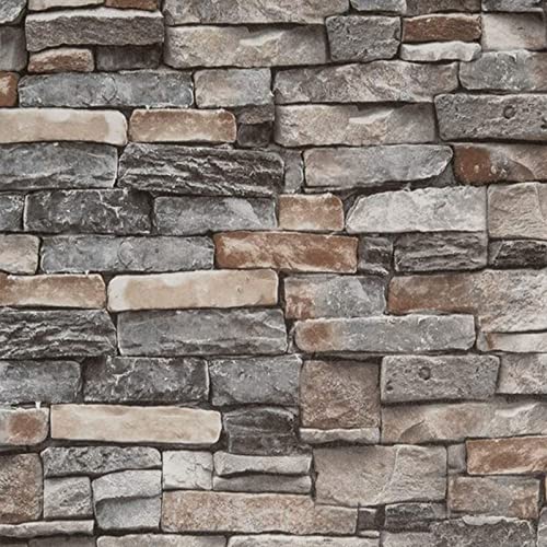 Abyssaly Brick Wallpaper Peel and Stick Faux Stone Brick Stick on Wallpaper 23.6" X 118" Thick Removable Wall Paper Contact Paper Self-Adhesive Home Decoration Fireplace Shelf Paper - Image 1
